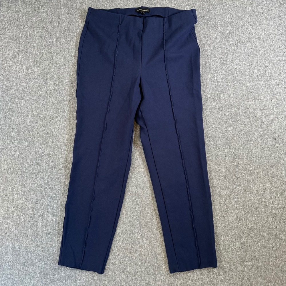 Banana Republic Pants Womens L Slim Leg Navy Blue Exposed Seam Pull On EXCELLENT